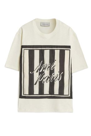 Ami BOXY SEWN SCARF T SHIRT Size: XS, colour: CREAM