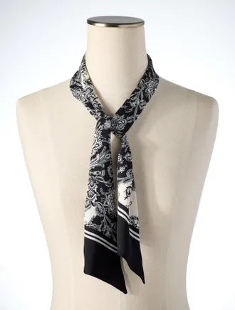 Talbots Exquisite Paisley Skinny Scarf - Black - 001 Talbots