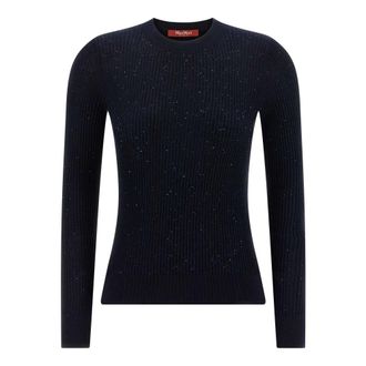 Max Mara Marabu Sweater - Dames - Ronde hals truien - Blauw - XL - Wol - Truien & Vesten