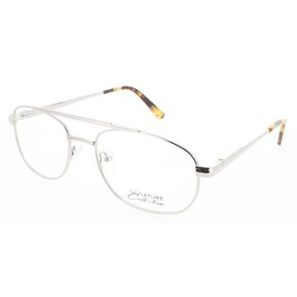 Signature Unisex Silver Tone Rectangular Eyeglass Frames 1111Silver56
