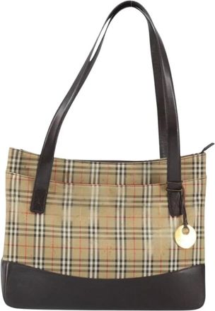 Burberry Pre-owned Tote Bags, female, Beige, Size: ONE SIZE Pre-owned Haymarket Check Tote Bag