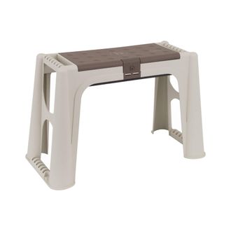 Dmora Banco Multiuso Con Un Compartimiento Del Soporte De La Herramienta En Polipropileno, Banco Con Asiento Y Caja De Contenedores, 100% Made In Italy, 58x