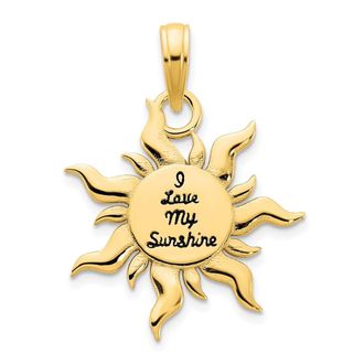 Diamond2Deal 14k Yellow Gold Epoxy I LOVE MY SUNSHINE Sun Pendant
