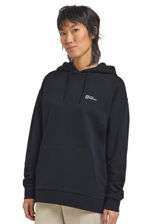 Jack Wolfskin Kapuzenpullover JACK WOLFSKIN ESSENTIAL HOODIE W, Damen, Gr. L (42/44), blau (schwarz, navy), Obermaterial: 100% Baumwolle, Pullover Kapuzenpullover