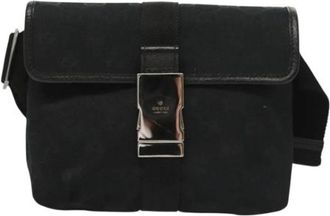 Gucci Pre-owned Canvas crossbody-bags - Dames - Vintage Heuptassen - Zwart - ONE Size - Leer - Vintage