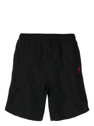 Ami embroidered-logo swim shorts - Black