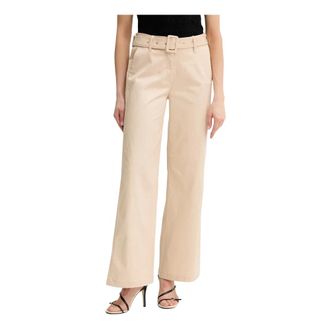 Guess Broeken, Dames, Beige, L, Katoen, Aurora Relaxed Belt Pants