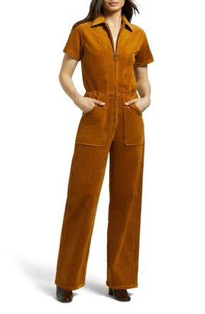Brixton Stretch Cotton Corduroy Utility Jumpsuit in Golden Brown Cord at Nordstrom, Size X-Small