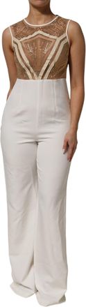 Mangano Mesh Crystal Embellished Sleeveless Womens Jumpsuit
