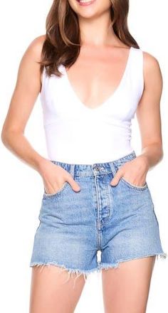 Susana Monaco Deep V-Neck Tank in Sugar at Nordstrom Rack, Size X-Small