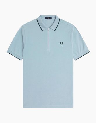 Fred Perry Mens Fred Perry Crepe Pique Zip Neck Polo Shirt - Blue - Size: 36