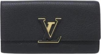 Louis Vuitton Pre-owned Capucines Taurillon Long Wallet - Dames - Vintage Accessoires - Zwart - ONE Size - Leer - Vintage