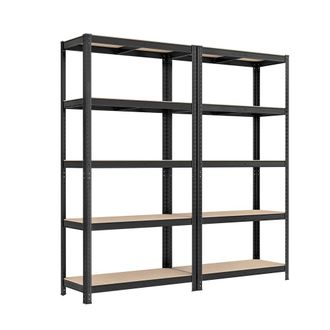 Songmics 2 estanter&iacute;as pesadas de 5 niveles de 40 x 90 x 180 cm de color negro