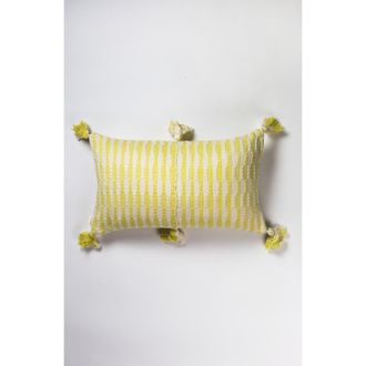 Archive New York Antigua Naturally Dyed Striped Handwoven Cotton Throw Pillow in Faded Yellow And Ivory Stripe at Nordstrom, Size 12X20