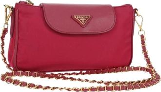 Prada Pre-owned Cross Body Bags, female, Pink, Size: ONE SIZE Pre-owned Vintage Nylon Shoulder Bag