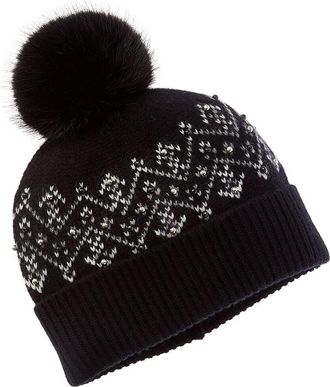 Sofiacashmere Sofiacashmere Fairisle Embellished Cashmere Hat