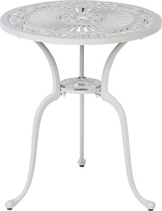 Beliani Beliani - Vintage Outdoor Dining Table Off-White Aluminium Round &oslash; 61 cm Dascio