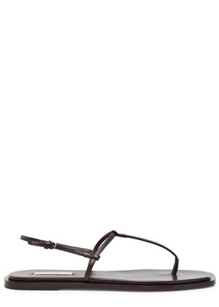 Toteme T-strap Leather Sandals - Brown - 39 (IT39/ UK6)