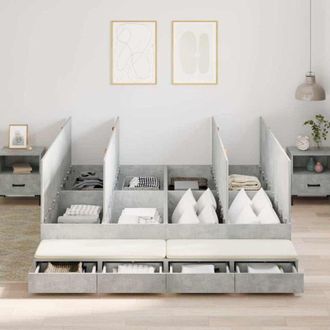 vidaXL Cama Con Almacenamiento Gris Concreto 236.5 X 180 X 31.5 Cm Vidaxl
