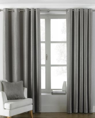 Riva Paoletti Atlantic Twill Woven Eyelet Curtains in Grey - Size 168cm (w) x 137cm (l)
