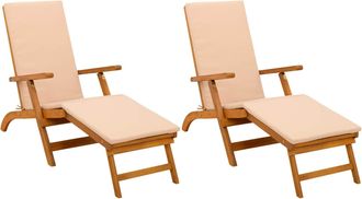 vidaXL Recliner Y Tumbona Plegable 2 Uds. Madera De Acacia S&oacute;lida Vidaxl
