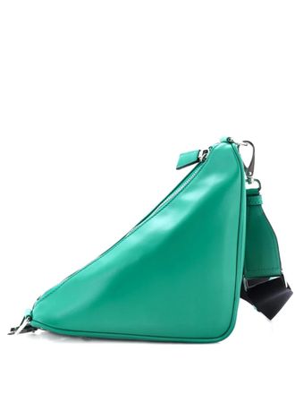 Prada Triangle Logo Zip Soft Leather Small crossbody bag - Groen