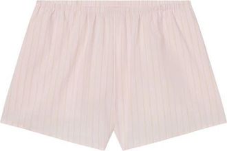 Lunya Piped Airy Cotton Pajama Shorts in Rosewater Stripe at Nordstrom, Size X-Small