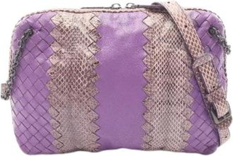 Bottega Veneta Pre-owned Intrecciato Leren Schoudertas - Dames - Vintage Schoudertas - Paars - ONE Size - Leer - Vintage