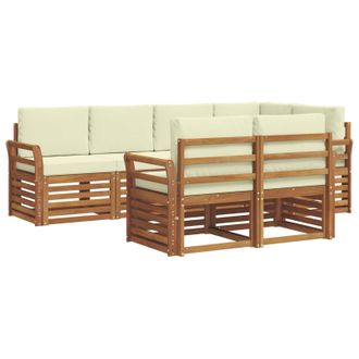 vidaXL Conjunto De Sof&aacute; Seccional Con Coj&iacute;n 7 Pcs Natural Y Crema Vidaxl