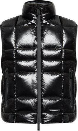 Dsquared2 Dons bodywarmer met opstaande kraag - Heren - Bodywarmers - Zwart - XS - Leer - Jassen