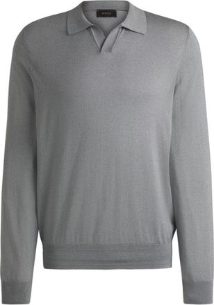 BOSS Johnny-collar regular-fit sweater in silk and cotton
