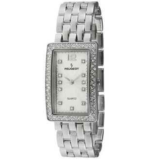 Peugeot Rectangular Crystal Bezel Bracelet Watch- 40x25MM in Silver at Nordstrom