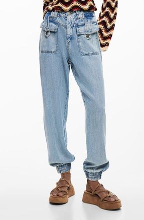 Desigual Ankle Cuff Straight Leg Jeans in Light Blue at Nordstrom, Size 36
