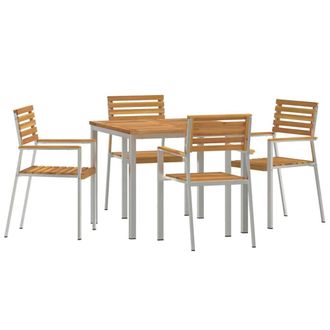 Berkfield Home 5 Piece Garden Dining Set Solid Wood Acacia in Brown