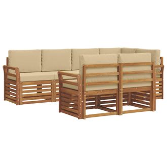 vidaXL Conjunto De Sof&aacute; Seccional Con Coj&iacute;n 7 Pcs Natural Y Beige Vidaxl