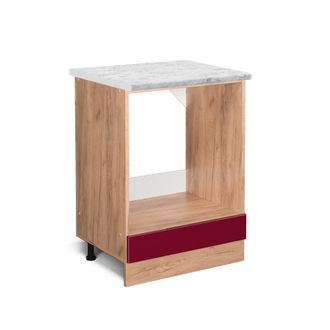 Vicco Armario Para Horno Empotrado R-line, Rojo Burdeos Alto Brillo, 60 Cm Et M&aacute;rmol Vicco