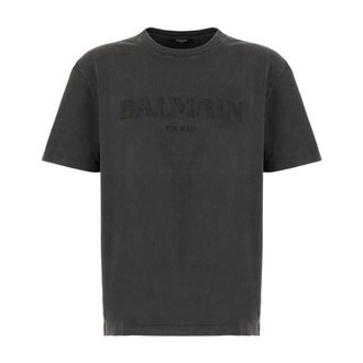 Balmain T-Shirts, male, Gray, Size: L T-Shirt