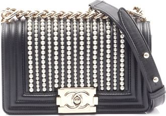 Chanel Boy Small Shoulder Bag Lambskin Black/Ivory