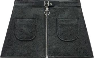 Courr&egrave;ges Buckle Zipped Vinyl Mini Rok - Dames - Korte rokken - Zwart - XS - Rokken
