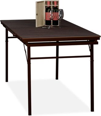 Relaxdays Relaxdays Foldable Garden Table, Extendable, Width: 166-215 cm, Plastic, Steel, Seats 8 People, Camping Table, Brown