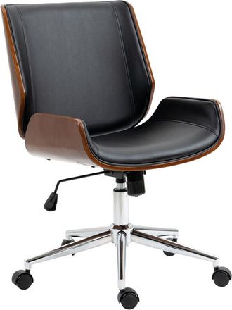 Vinsetto Vinsetto - Sedia da Scrivania Vintage Imbottita e Regolabile Nera e Marrone Scuro