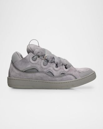Lanvin Men & apos;s Curb Tonal Suede and Mesh Sneakers