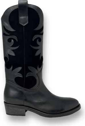 Via Roma 15 Zwarte Venice Enkellaarzen - Dames - Cowboylaarzen - Zwart - 38 EU - Schoenen