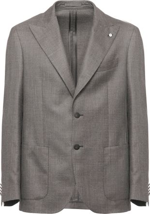 Lubiam Brown Peak Lapel Wool Blazer