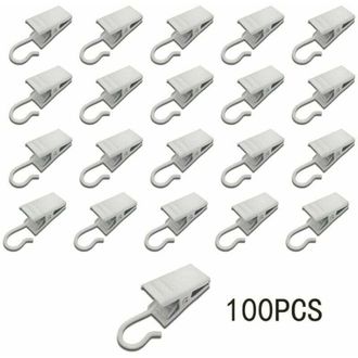 OEM 100 Clips Met&aacute;licos Para Cortinas, Ganchos, L&aacute;mparas Y Decoraciones Para Fiestas (blanco) - Crezuo