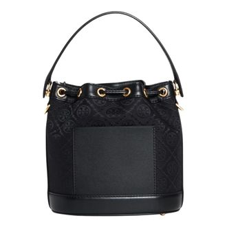 Tory Burch Tassen, Dames, Zwart, ONE Size, Leer, T Monogram Bucket Bag