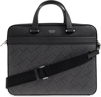 Ferragamo Laptop Bags & Cases, male, Gray, Size: ONE SIZE Monogram Briefcase