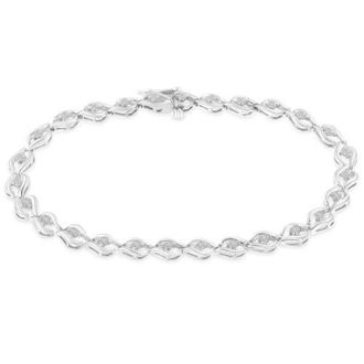 House of Brilliance Silver 1/2 Cttw Rose Cut Diamond Almond Shape Link Tennis Bracelet in White at Nordstrom
