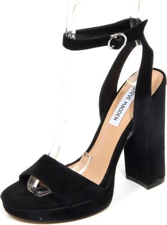 Steve Madden Zwarte Su&egrave;de Gesture Sandalen - Dames - Sandalen met hakken - Zwart - 35 1/2 EU - Su&egrave;de - Schoenen