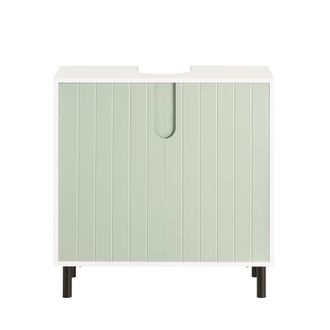 SoBuy Sobuy Mobile Sottolavabo Mobile Bagno Con Armadietto A 2 Ante E 2 Ripiani, Mobiletto Bagno Salvaspazio In Legno Verde 60x30x60cm Bzr139-gr